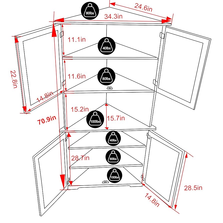 Amazon.com: Yardenaler 71'' Tall Corner Cabinet